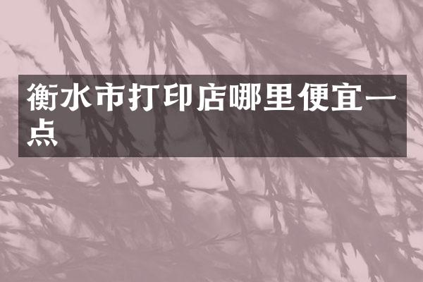 衡水市打印店哪里便宜一点