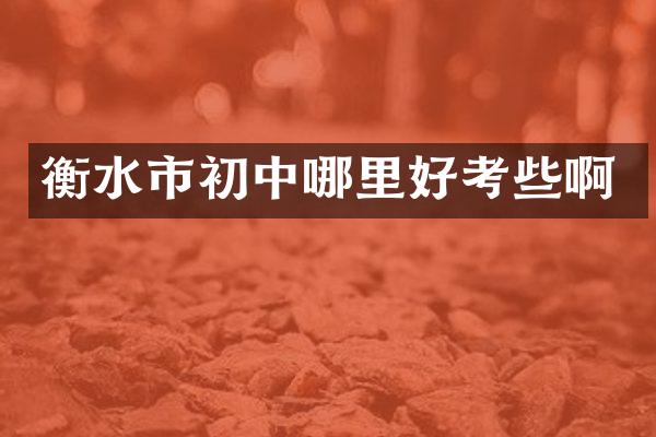 衡水市初中哪里好考些啊