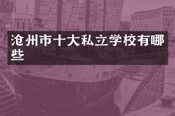 沧州市十大私立学校有哪些