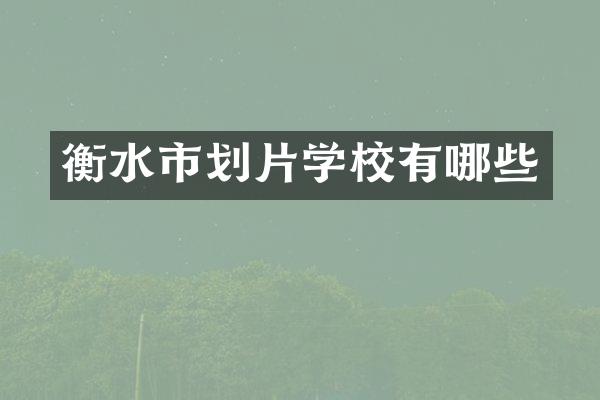 衡水市划片学校有哪些