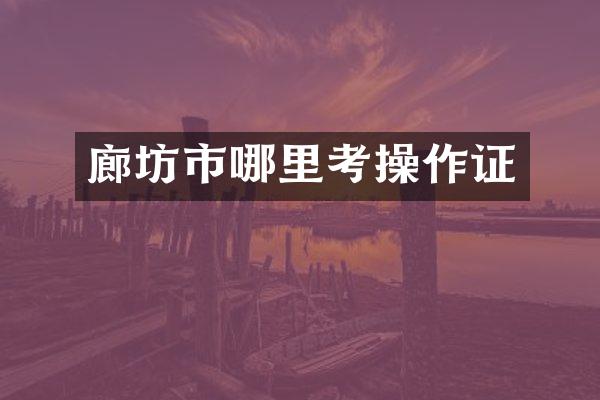 廊坊市哪里考操作证