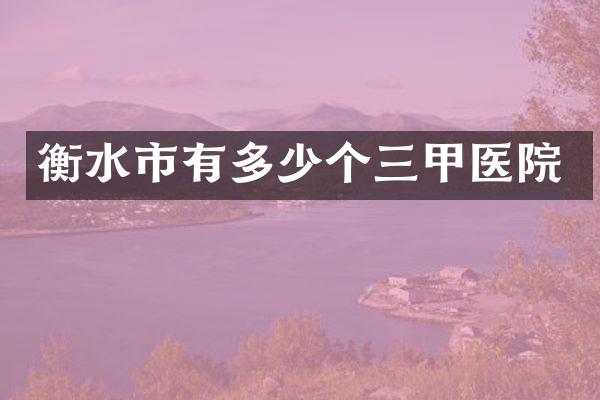衡水市有多少个三甲医院
