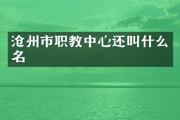 沧州市职教中心还叫什么名