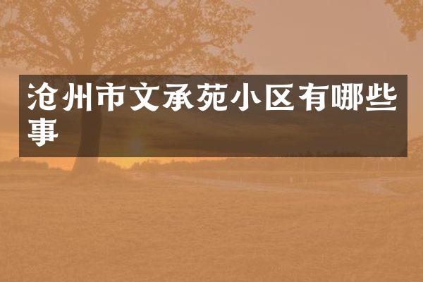 沧州市文承苑小区有哪些事