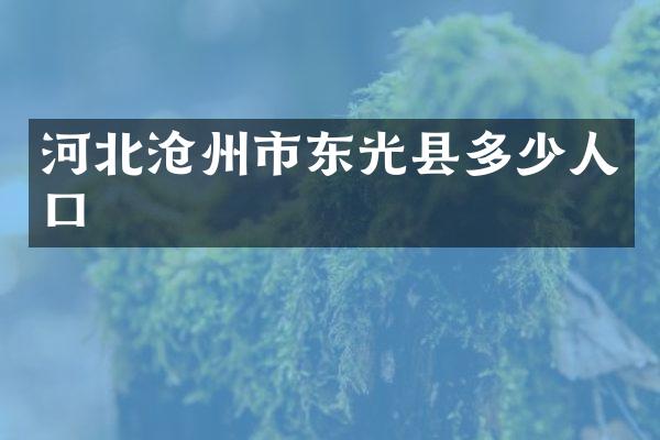 河北沧州市东光县多少人口