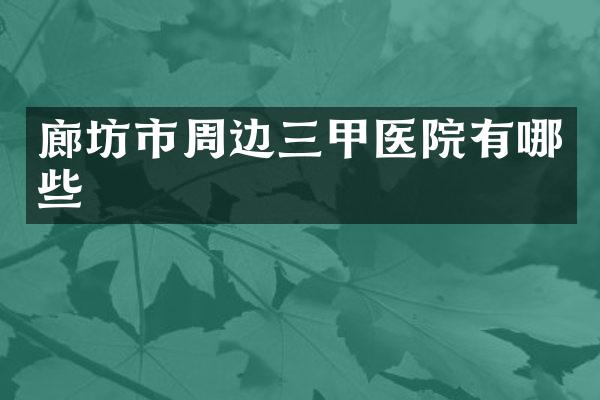 廊坊市周边三甲医院有哪些