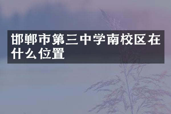 邯郸市第三中学南校区在什么位置