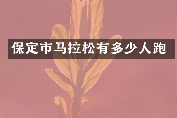 保定市马拉松有多少人跑