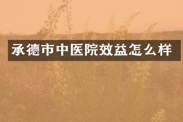 承德市中医院效益怎么样