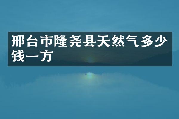 邢台市隆尧县天然气多少钱一方
