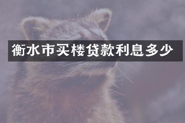 衡水市买楼贷款利息多少