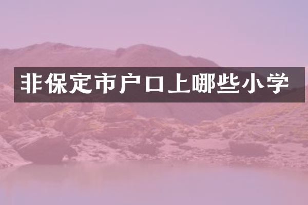 非保定市户口上哪些小学
