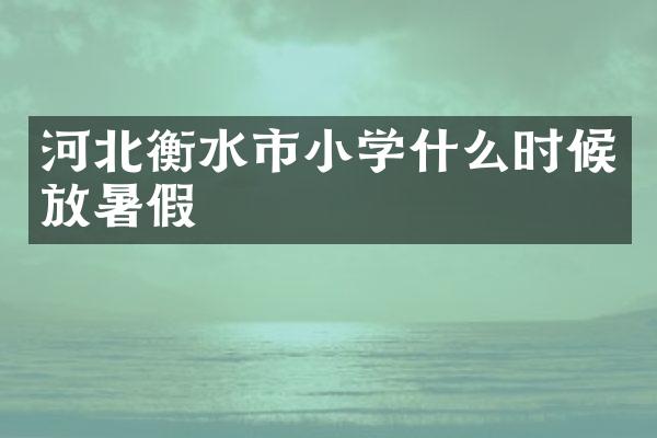 河北衡水市小学什么时候放暑假