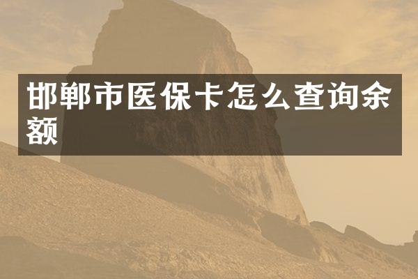 邯郸市医保卡怎么查询余额