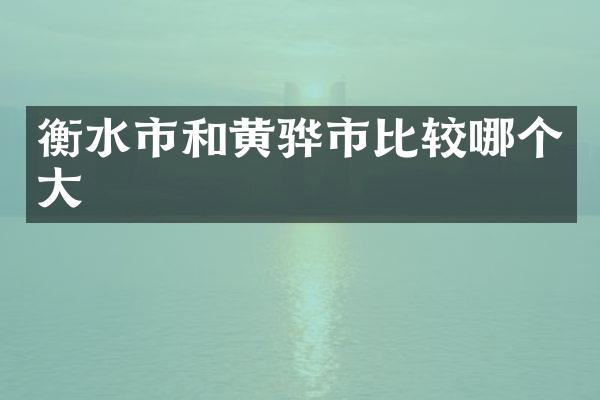 衡水市和黄骅市比较哪个大
