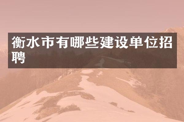 衡水市有哪些建设单位招聘