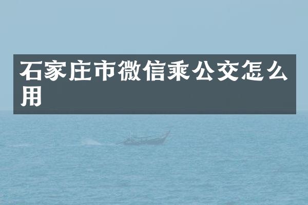 石家庄市微信乘公交怎么用
