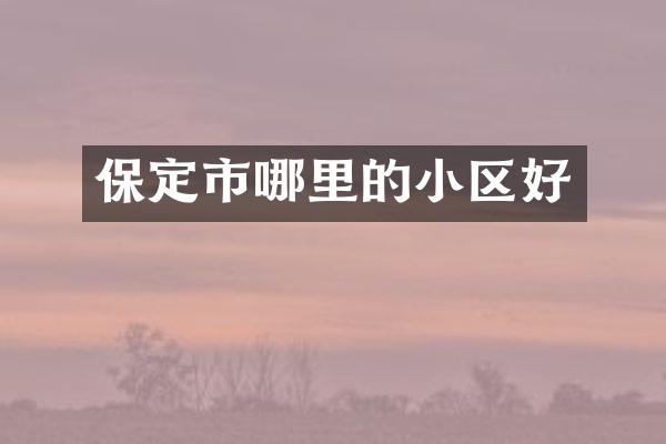 保定市哪里的小区好