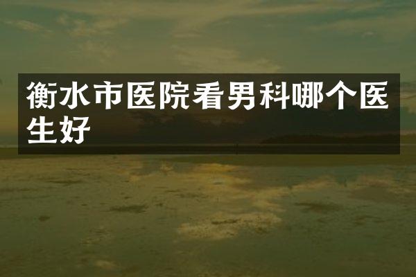 衡水市医院看男科哪个医生好