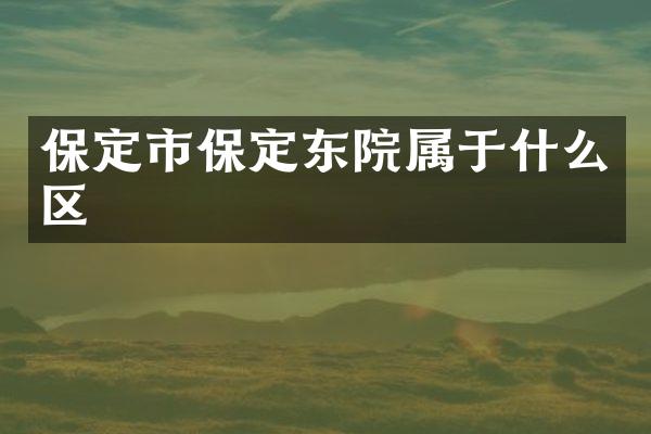 保定市保定东院属于什么区