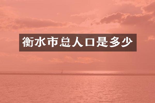 衡水市总人口是多少