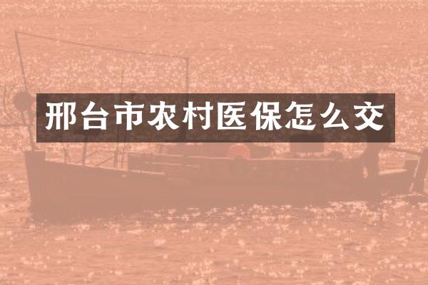 邢台市农村医保怎么交