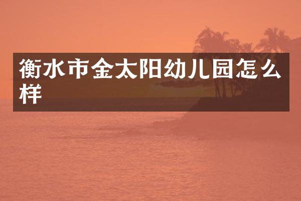衡水市金太阳幼儿园怎么样