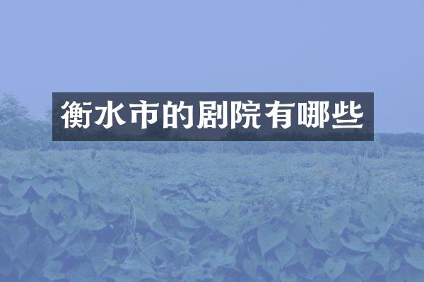 衡水市的剧院有哪些