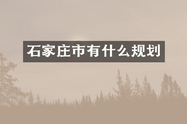 石家庄市有什么规划