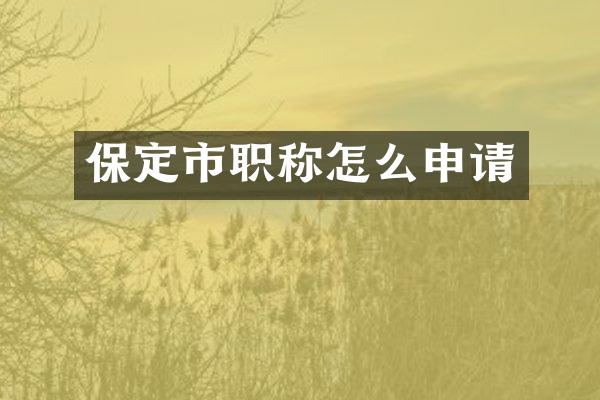 保定市职称怎么申请
