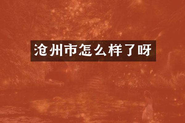 沧州市怎么样了呀