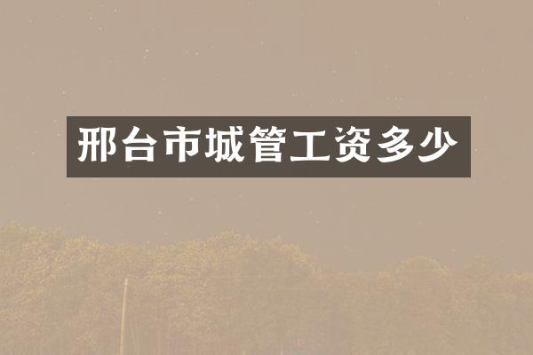 邢台市城管工资多少