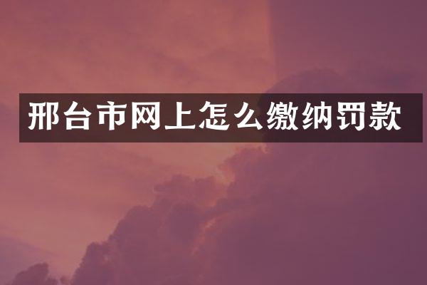 邢台市网上怎么缴纳罚款