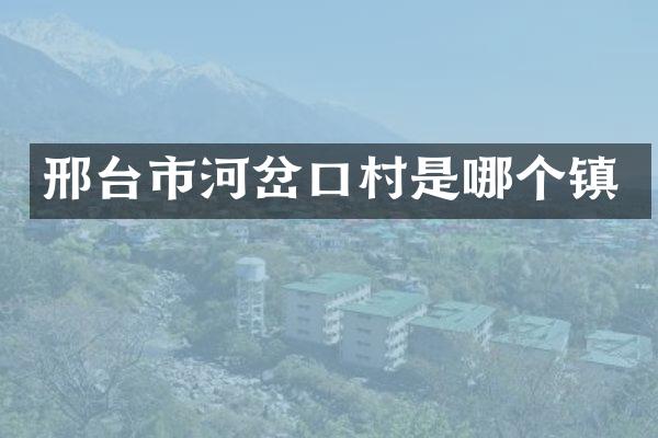 邢台市河岔口村是哪个镇