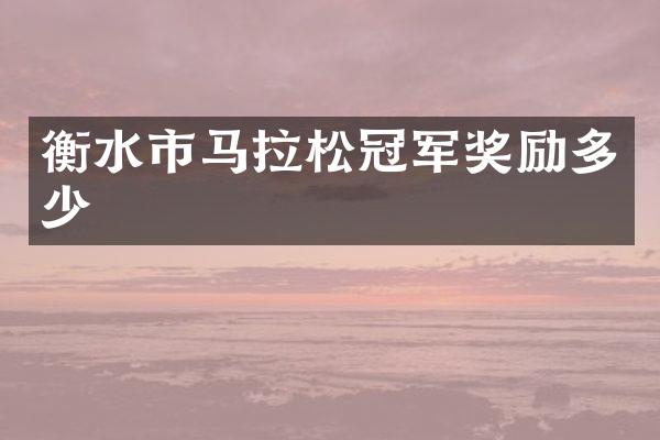 衡水市马拉松冠军奖励多少