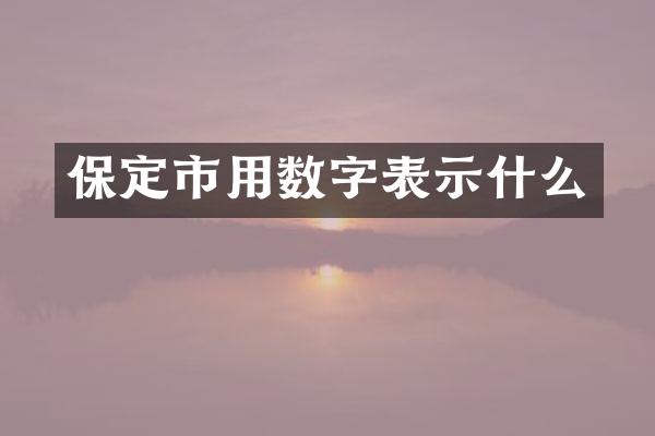 保定市用数字表示什么