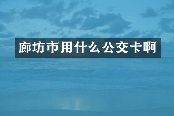 廊坊市用什么公交卡啊