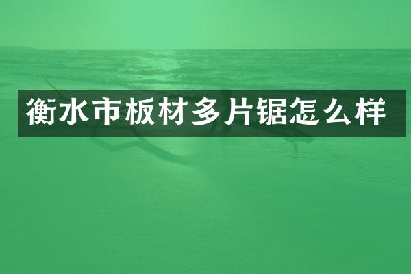 衡水市板材多片锯怎么样