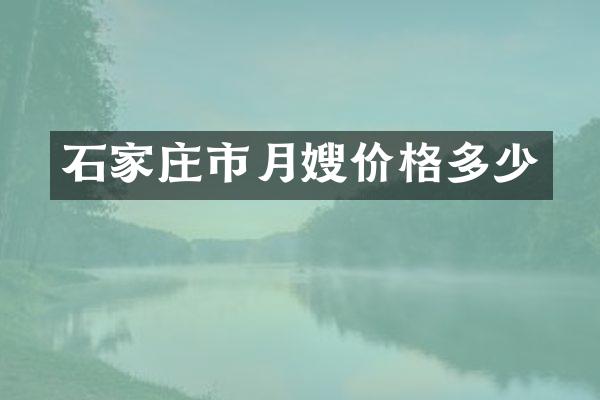 石家庄市月嫂价格多少