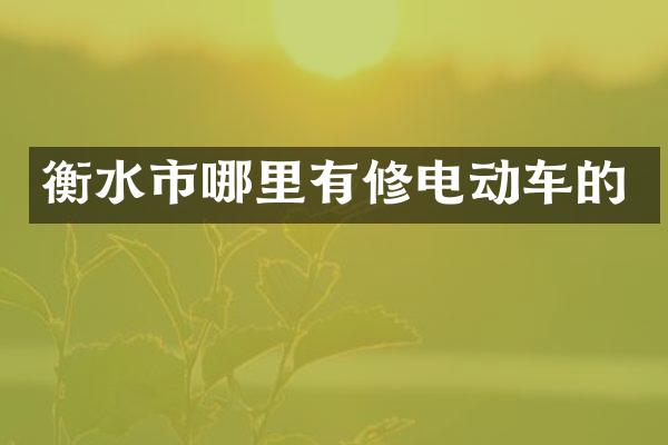 衡水市哪里有修电动车的