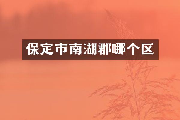 保定市南湖郡哪个区
