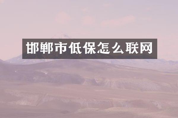 邯郸市低保怎么联网