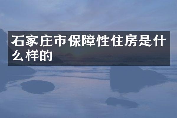 石家庄市保障性住房是什么样的