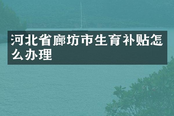 河北省廊坊市生育补贴怎么办理
