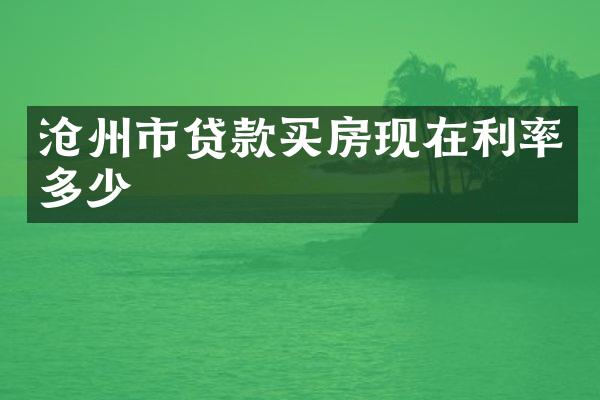 沧州市贷款买房现在利率多少