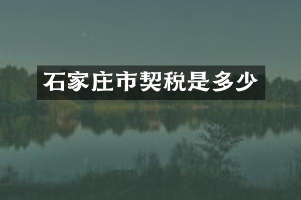 石家庄市契税是多少