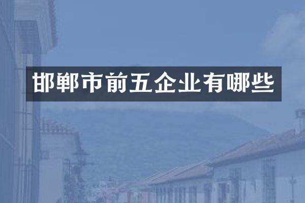 邯郸市前五企业有哪些