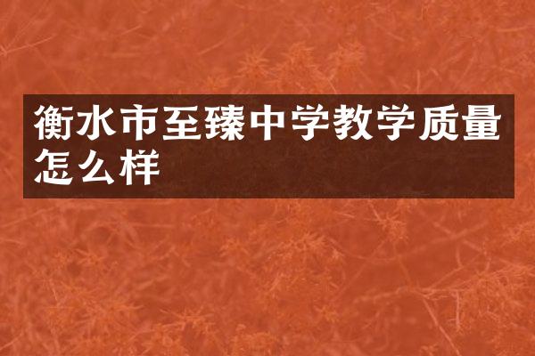 衡水市至臻中学教学质量怎么样