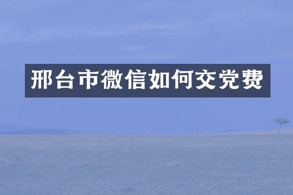 邢台市微信如何交党费