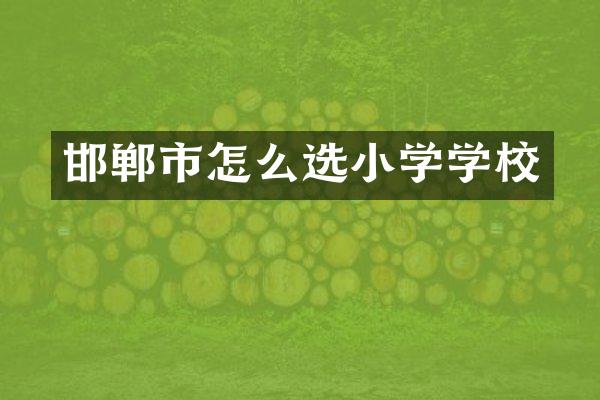 邯郸市怎么选小学学校